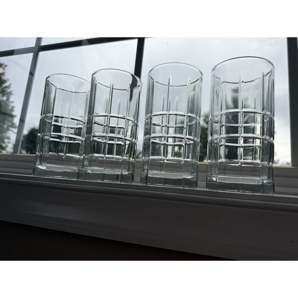 Anchor Hocking Tartan Manchester 16oz Highball Iced Tea Glasses Set of 4 Vintage